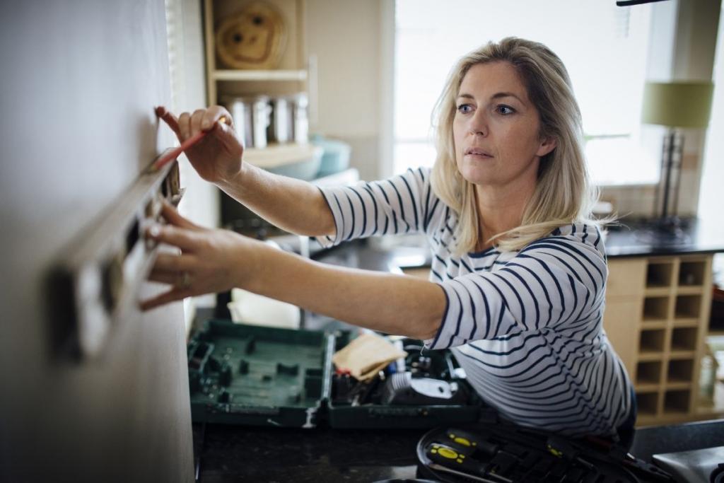 Lady marking on a wall