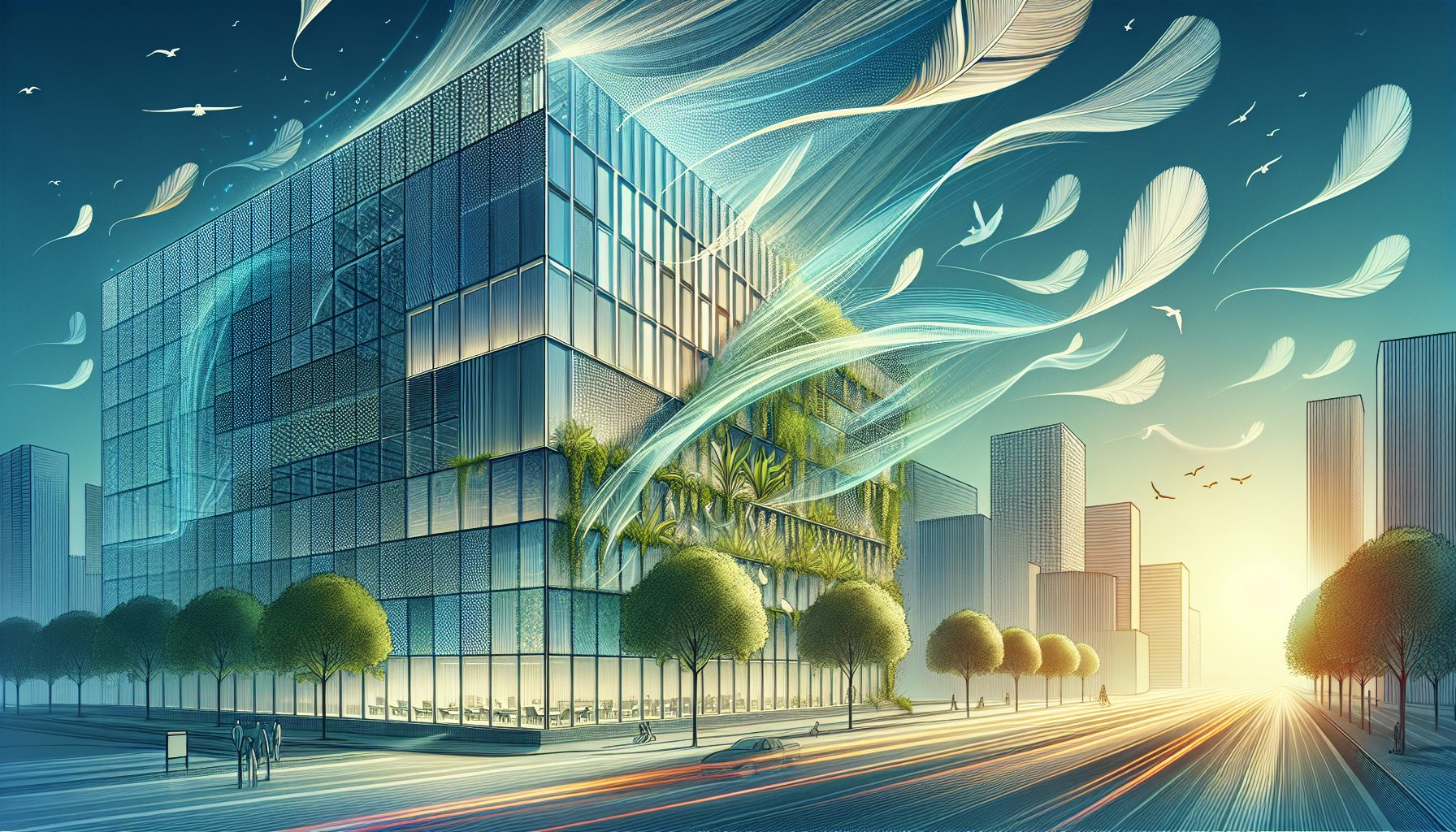 Colorful illustration of innovations in curtain walling