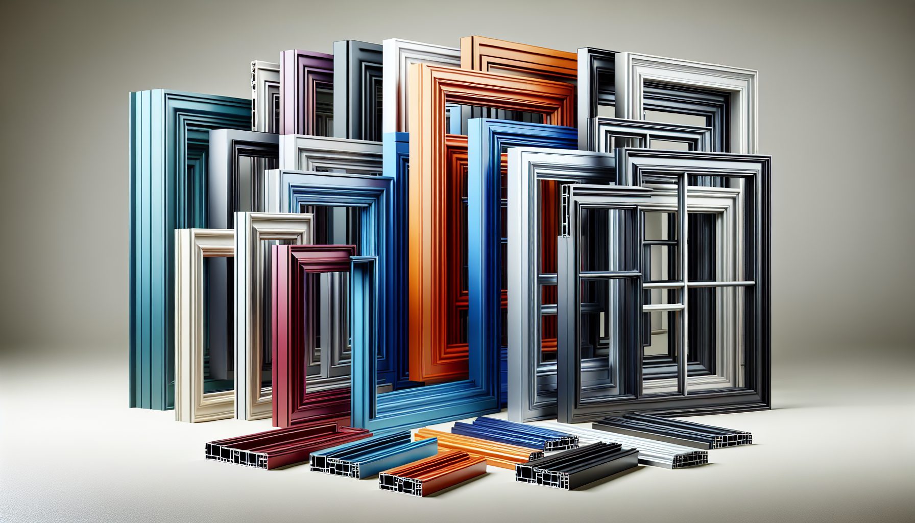 Customized aluminium window frames in different colors